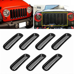 7 PCS Car Front Racing Front Grille Grid Insect Net for Jeep Wrangler JK 2007-2017, For Jeep Wrangler 2007-2017