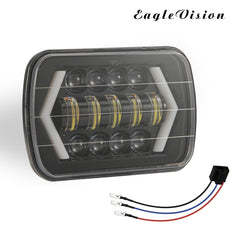 7 inch H4 DC 9V-30V 3000LM 6000K 30W IP67 8LED Lamp Beads Car Square Shape LED Headlight Lamps for Jeep Wrangler, Square Shape