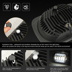 7 inch H4 DC 9V-30V 3000LM 6000K 30W IP67 8LED Lamp Beads Car Square Shape LED Headlight Lamps for Jeep Wrangler, Square Shape