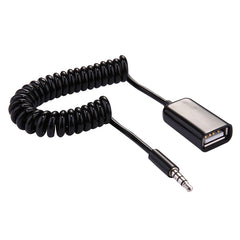 3.5mm Male to USB 2.0 Female Audio Converter Retractable Coiled Cable for Car MP3 Speaker U Disk, Length: 1m, 1pcs