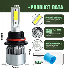 2pcs 9007 18W 1800LM 6000K Waterproof IP68 Car Auto LED Headlight with 2 COB LED Lamps, DC 9-36V, 9007