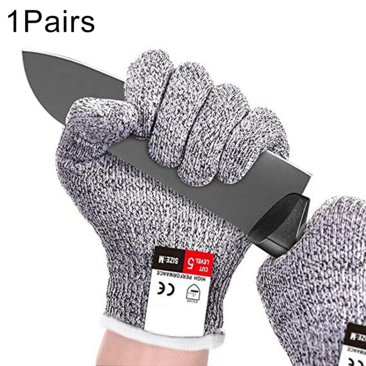 A Pair Cut-resistant Gardening Gloves HPPE Food-grade 5-Level Anti-cutting Anti-wear Safety Working Gloves, Size: L, Length: 24cm, Size: L/Black, Size: L/White