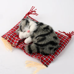 Lovely Simulation Animal Doll Plush Sleeping Cats Toy Cat Mat Doll Decorations Stuffed Toys Car Decoration Crafts, Mat Size: 19*13cm, Cat Size: 14*11cm, CMS4172A, CMS4172B, CMS4172C, CMS4172D