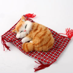 Lovely Simulation Animal Doll Plush Sleeping Cats Toy Cat Mat Doll Decorations Stuffed Toys Car Decoration Crafts, Mat Size: 19*13cm, Cat Size: 14*11cm, CMS4172A, CMS4172B, CMS4172C, CMS4172D