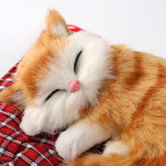 Lovely Simulation Animal Doll Plush Sleeping Cats Toy Cat Mat Doll Decorations Stuffed Toys Car Decoration Crafts, Mat Size: 19*13cm, Cat Size: 14*11cm, CMS4172A, CMS4172B, CMS4172C, CMS4172D