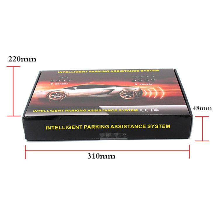 PZ-300-8 Car Parking Reversing Buzzer LED Monitor Parking Alarm Assistance System with 4*7m Front Sensors and 4*2.5m Rear Sensors, with 4 Front Sensors and 4 Rear Sensors