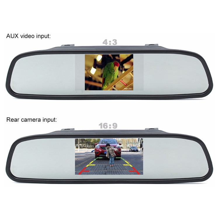 PZ603 Car Video Monitor HD Auto Parking LED Night Vision CCD Reverse Rear View Camera with 4.3 inch Car Rear View Mirror, with 4.3 inch Car Rear View Mirror