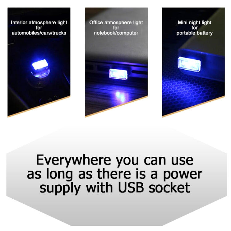 Universal PC Car USB LED Atmosphere Lights Emergency Lighting Decorative Lamp, Blue Light, Pink Light, Green Light, Red Light, Yellow Light, Ice Blue