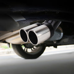 Universal Car Styling Stainless Steel Curved Double Outlets Exhaust Tail Muffler Tip Pipe, Curved Double