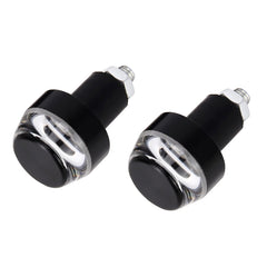 Pair Motorcycle Turn Signal Light Grip Bar Plug Strobe Side Marker End LED Handlebar Lamp, Red Light