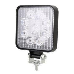 DC 10-30V 27W 2500LM 6000K Waterproof Vehicle Car Boat Marine External Work Lights Emergency Lights 60 Degrees Adjustable Flood Light LED Car Bulbs with 9 Intense Wafer LED Lights, Flood Light+27W
