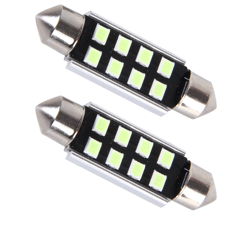2 PCS DC 12V 2W 41MM 8 SMD-3528 LEDs Bicuspid Port Decoding Car Dome Lamp LED Reading Light, 41MM