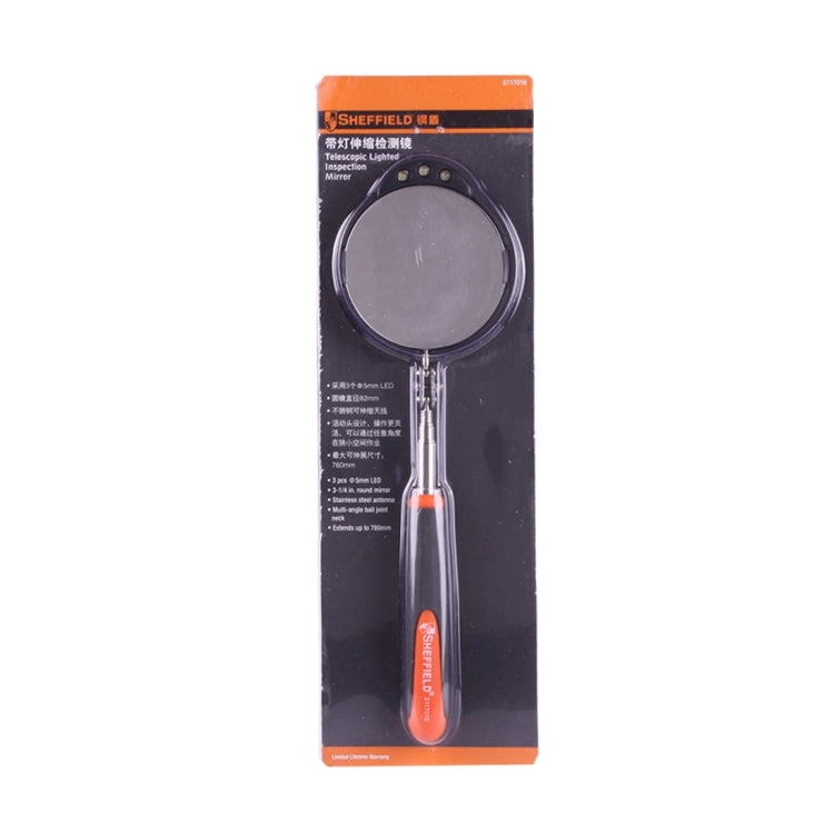 Retractable Vehicle Car Chassis Inspection Mirror with 3 PCS 5mm LED Lights, Mirror Diameter: 82mm, Max Expanding Length: 760mm, Diameter: 82mm, Max Expanding Length: 760mm