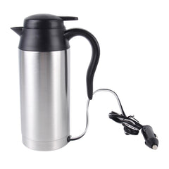 HJ-18A Stainless Steel Electric Mug 750ml DC 12V Car Electric Kettle Heated Mug Car Coffee Cup With Charger Cigarette Lighter Heating Cup Kettle Insulated Water Heater Mug, HJ-18A