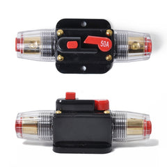 DC 12-24V Car Circuit Breaker Stereo Audio Fuse Holder Insurance 50A Fuse, 50A