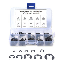 160 PCS Car E Shape Circlip Snap Ring Assortment Retaining Rings, 160 PCS