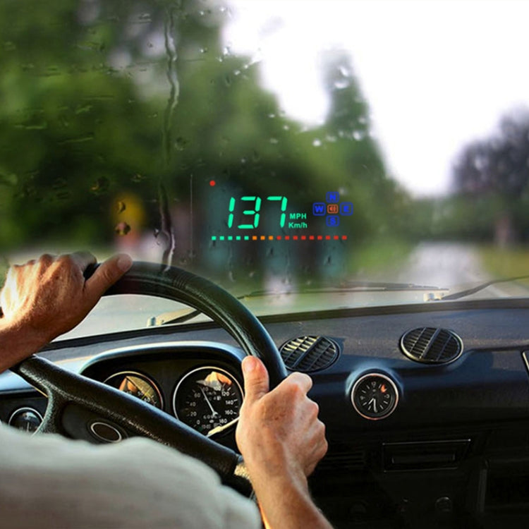 A2 HUD 3.5 inch HD GPS Car Head Up Display, Speed & Over Speed Alarm, Compass, Freely Switch Between Kilometers and Miles, A2