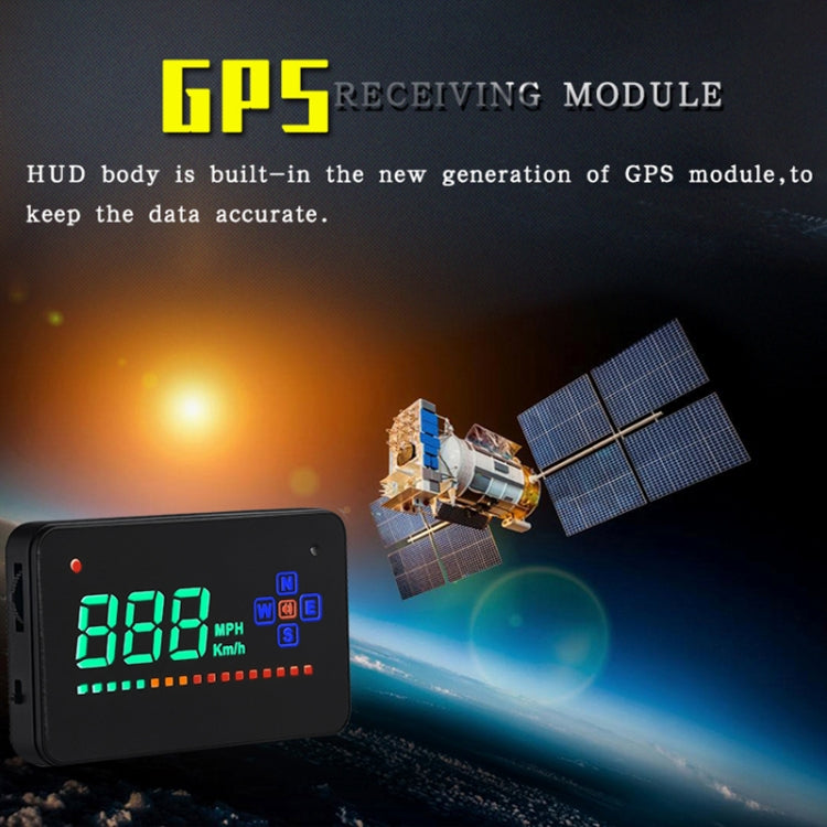 A2 HUD 3.5 inch HD GPS Car Head Up Display, Speed & Over Speed Alarm, Compass, Freely Switch Between Kilometers and Miles, A2