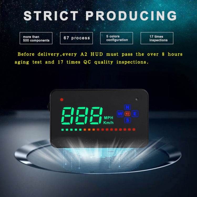 A2 HUD 3.5 inch HD GPS Car Head Up Display, Speed & Over Speed Alarm, Compass, Freely Switch Between Kilometers and Miles, A2