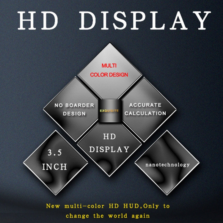 A2 HUD 3.5 inch HD GPS Car Head Up Display, Speed & Over Speed Alarm, Compass, Freely Switch Between Kilometers and Miles, A2