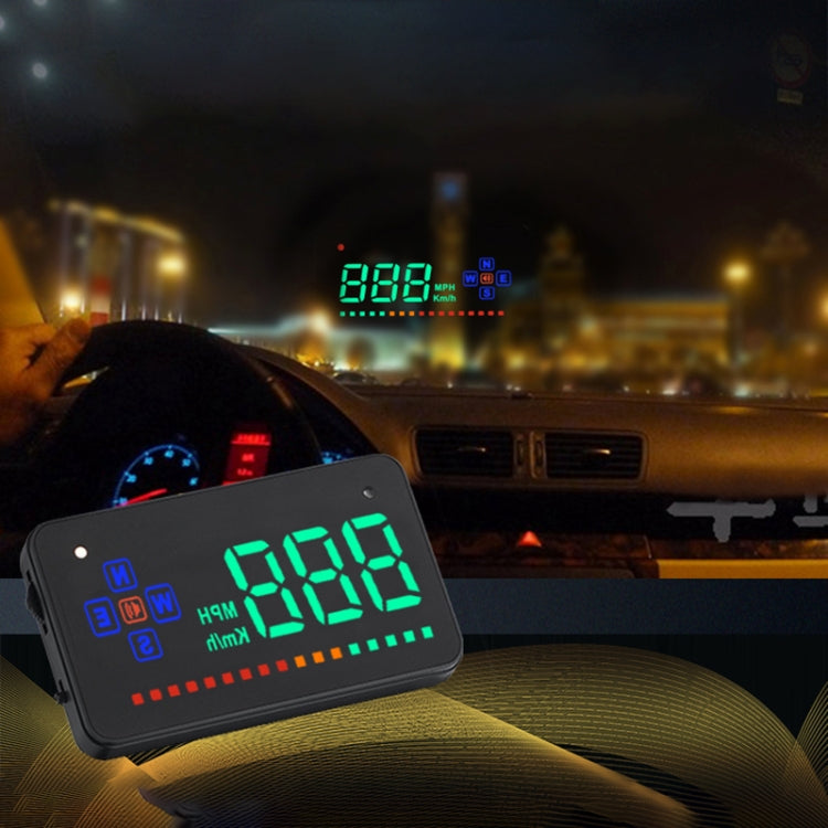 A2 HUD 3.5 inch HD GPS Car Head Up Display, Speed & Over Speed Alarm, Compass, Freely Switch Between Kilometers and Miles, A2