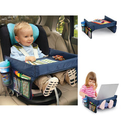 Child Console Baby Stroller Toy Stroller Organizer Baby Safety Tray Tourist Painting Holder Waterproof Dining Table Car Painting Tray, Blue