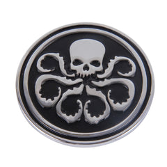 Skull Pattern Circular Shape Shining Metal Car Free Sticker, Skull 4, Circular Skull