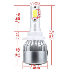 2 PCS 9006 18W 1800 LM 6000K IP68 Casnbus Constant Current Car LED Headlight with 2 COB Lamps, DC 9-36V, 9006