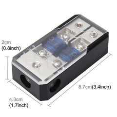 Car Stereo Car Audio Fuse Holder Insurance 60A Car Audio Fuse Holder 1 in 2 Ways Car Auto Fuse Holder Blade Fuse Holder for Car Audio, 1 in 2 Ways
