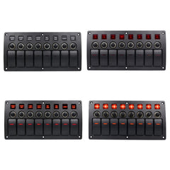 3Pin 8 Way Switches Combination Switch Panel with Light and Projector Lens for Car RV Marine Boat, 3Pin 8 Way