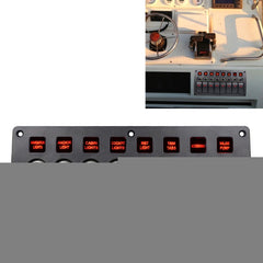 3Pin 8 Way Switches Combination Switch Panel with Light and Projector Lens for Car RV Marine Boat, 3Pin 8 Way
