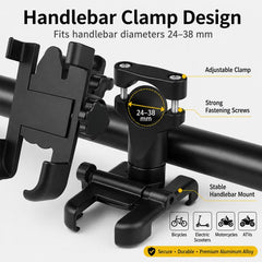 Motorcycle Handlebar Aluminum Alloy Phone Bracket, Suitable for 60-100mm Device, Handlebar Bracket for 60-100mm