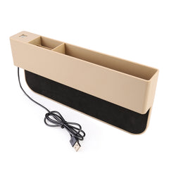 Universal Car Multi-functional Charger Console Side Pocket Seat Gap Side Storage Box, with 2 USB Ports