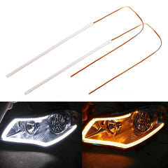 2 PCS 60cm DC12V 5W Ultra-thin Car Auto Double Colors Turn Lights / Running Lights (Turn Lights: Yellow Light; Running Lights: White Light), 60cm DC12V 5W