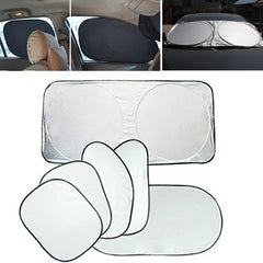 6 in 1 Summer Accessories Coated Silver Car Sun Shade Cloth Set, 6 in 1