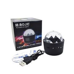 D33 5W USB Charging RGB Car Decoration Portable DJ Light Sound Activated Rotating Strobe Effect Atmosphere Light Star Music Light Lamp, DC 5V, D33