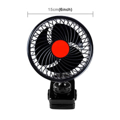 HUXIN HX-T604E 12W 6inch 360 Degree Adjustable Rotation Clip One Head Low Noise Mini Electric Car Fan with Roller Switch, DC24V, HX-T604E