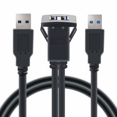 2m ABS Shell Flush Mount USB 3.0 Dock Car Ship Motorcycle Dashboard Panel Male to Female Data Waterproof Extension Cord, For Cable Length: 2m