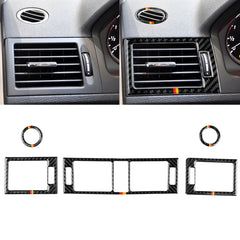 Car German Flag Carbon Fiber Air Outlet Ring + Intermediate Air Outlet + Side Air Outlet Panel Decorative Sticker for Mercedes-Benz W204 207-2010, Air Outlet (German Flag)