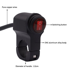 Motorcycle Headlight Auxiliary Light Waterproof Aluminum Alloy Single Flash Switches with Indicator Light, Single Flash