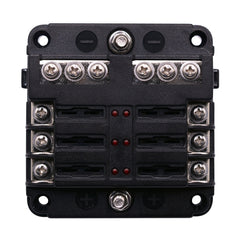 Independent Positive and Negative 1 in 6 Out 6 Way Circuit Blade Fuse Box Fuse Holder Kits with LED Warning Indicator for Auto Car Truck Boat, 1 in 6 Out