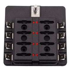 1 in 8 Out Fuse Box PC Terminal Block Fuse Holder Kits with LED Warning Indicator for Auto Car Truck Boat, 1 in 8 Out (PC Terminal Block)