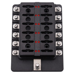 1 in 12 Out Fuse Box Screw Terminal Section Fuse Holder Kits with LED Warning Indicator for Auto Car Truck Boat, 1 in 12 Out (Screw Terminal Section)
