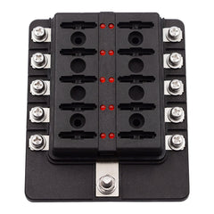 1 in 10 Out Fuse Box Screw Terminal Section Fuse Holder Kits with LED Warning Indicator for Auto Car Truck Boat, 1 in 10 Out (Screw Terminal Section)