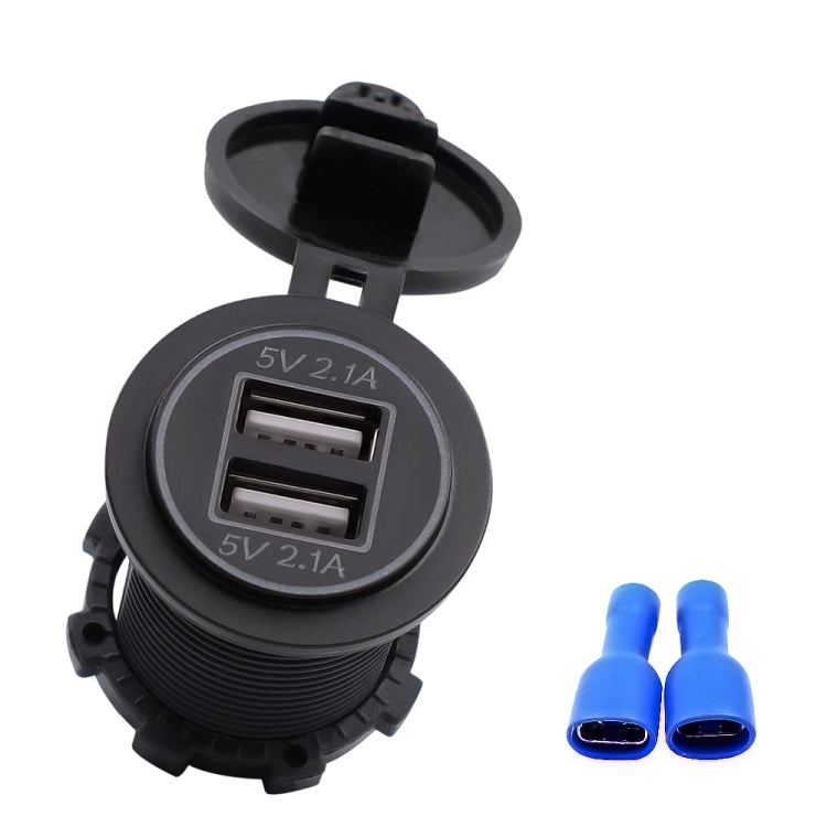 Universal Car Charger 2 Port Power Socket Power Dual USB Charger 5V 4.2A IP66 with Aperture , 4.2A with Aperture (Orange Light)