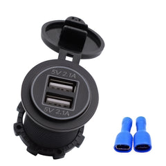 Universal Car Charger 2 Port Power Socket Power Dual USB Charger 5V 4.2A IP66 with Aperture , 4.2A with Aperture (Orange Light)