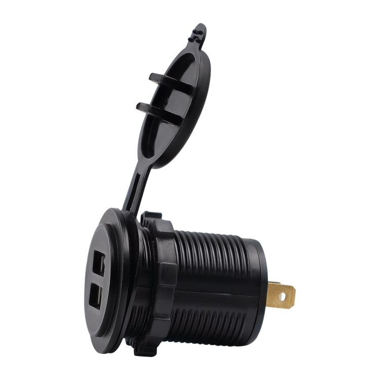 Universal Car Charger 2 Port Power Socket Power Dual USB Charger 5V 4.2A IP66 with Aperture , 4.2A with Aperture (Orange Light)