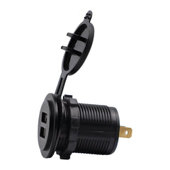Universal Car Charger 2 Port Power Socket Power Dual USB Charger 5V 4.2A IP66 with Aperture , 4.2A with Aperture (Orange Light)