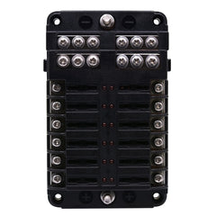 Independent Positive and Negative 1 in 12 Out 12 Way Circuit Blade Fuse Box Fuse Holder Kits with LED Warning Indicator for Auto Car Truck Boat, 1 in 12 Out