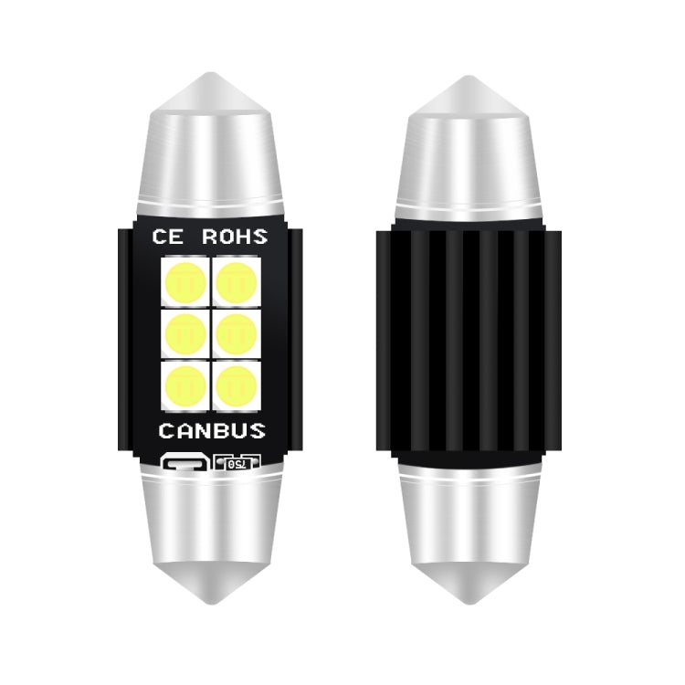 2 PCS 36mm DC12V-24V 3W 6000K 660LM 6LEDs SMD-3030 Car Reading Lamp / License Plate Light, 36mm (3W)